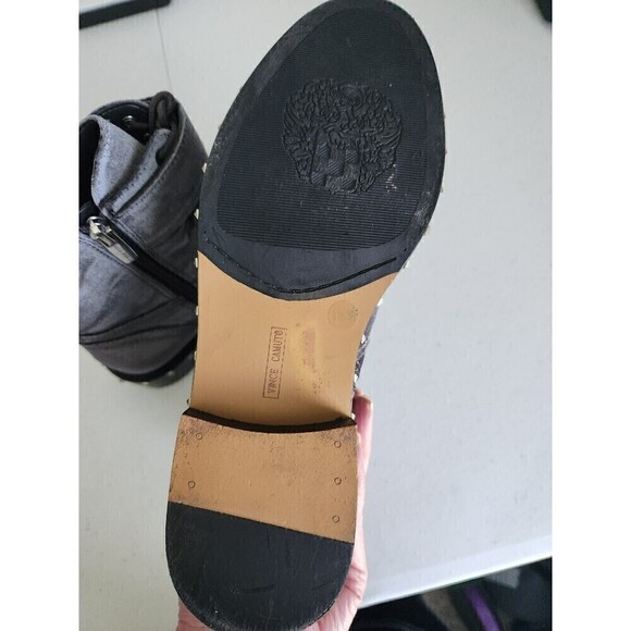 Vince Camuto Talorini Grey Studded Combat Style Boots Velvet Feel Sz 7 *see desc - Picture 8 of 10